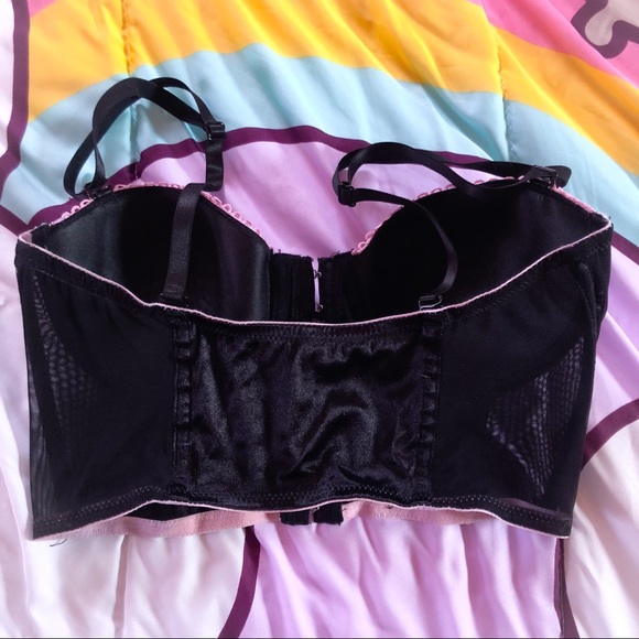 Sold🎀black longline bra w/ pink bows - Picture 3 of 4